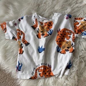Kids Tiger Print Shirt - Orange and Blue